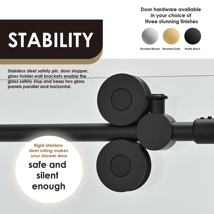 Lazaro 56" W x 78" H Single Sliding Frameless Shower Door