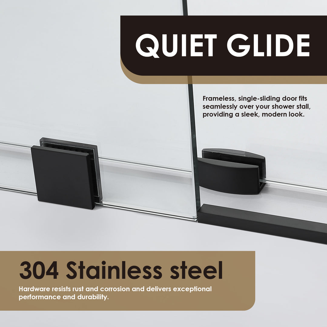 Lazaro 56" W x 78" H Single Sliding Frameless Shower Door