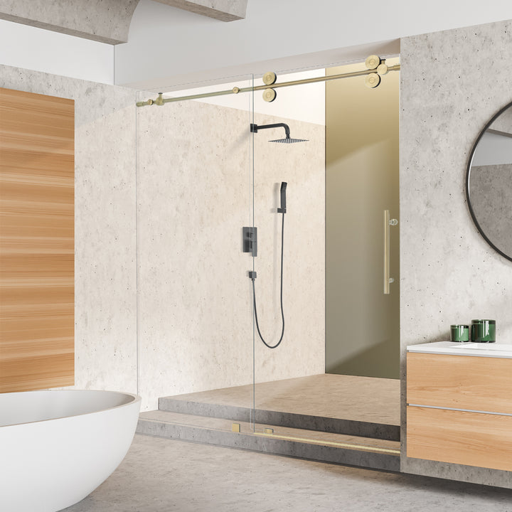 Lazaro 60" W x 78" H Single Sliding Frameless Shower Door