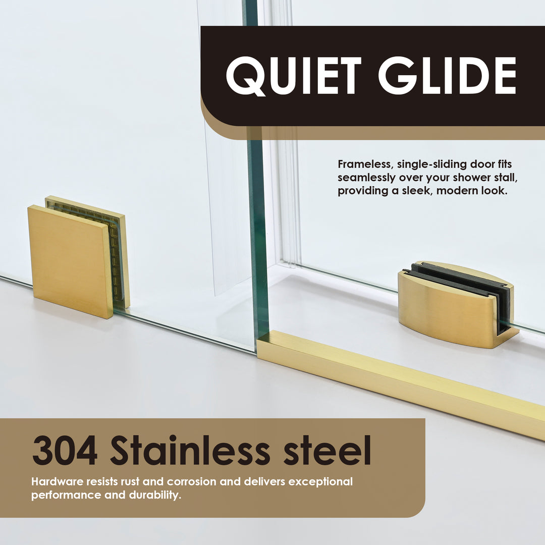 Lazaro 60" W x 78" H Single Sliding Frameless Shower Door