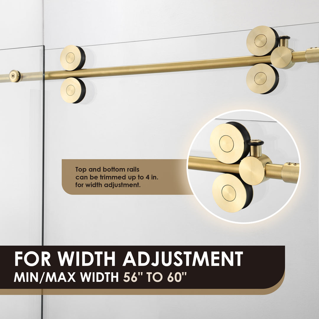 Lazaro 60" W x 78" H Single Sliding Frameless Shower Door