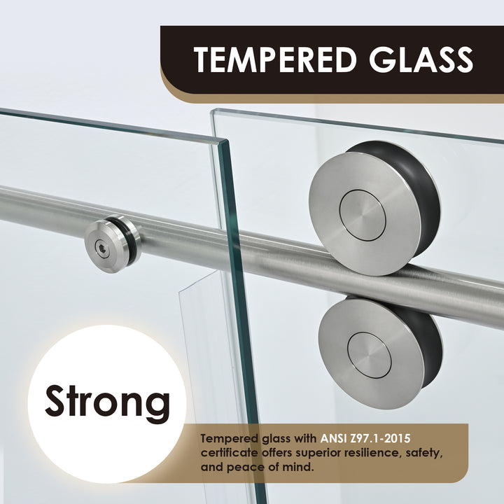 Lazaro 60" W x 78" H Single Sliding Frameless Shower Door