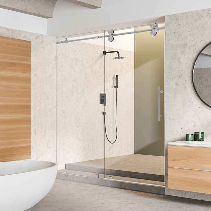 Lazaro 60" W x 78" H Single Sliding Frameless Shower Door