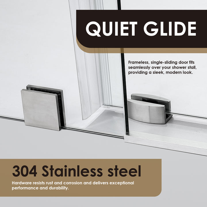 Lazaro 60" W x 78" H Single Sliding Frameless Shower Door
