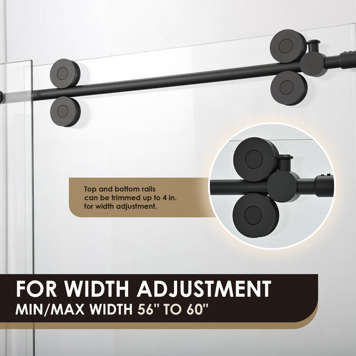 Lazaro 60" W x 78" H Single Sliding Frameless Shower Door