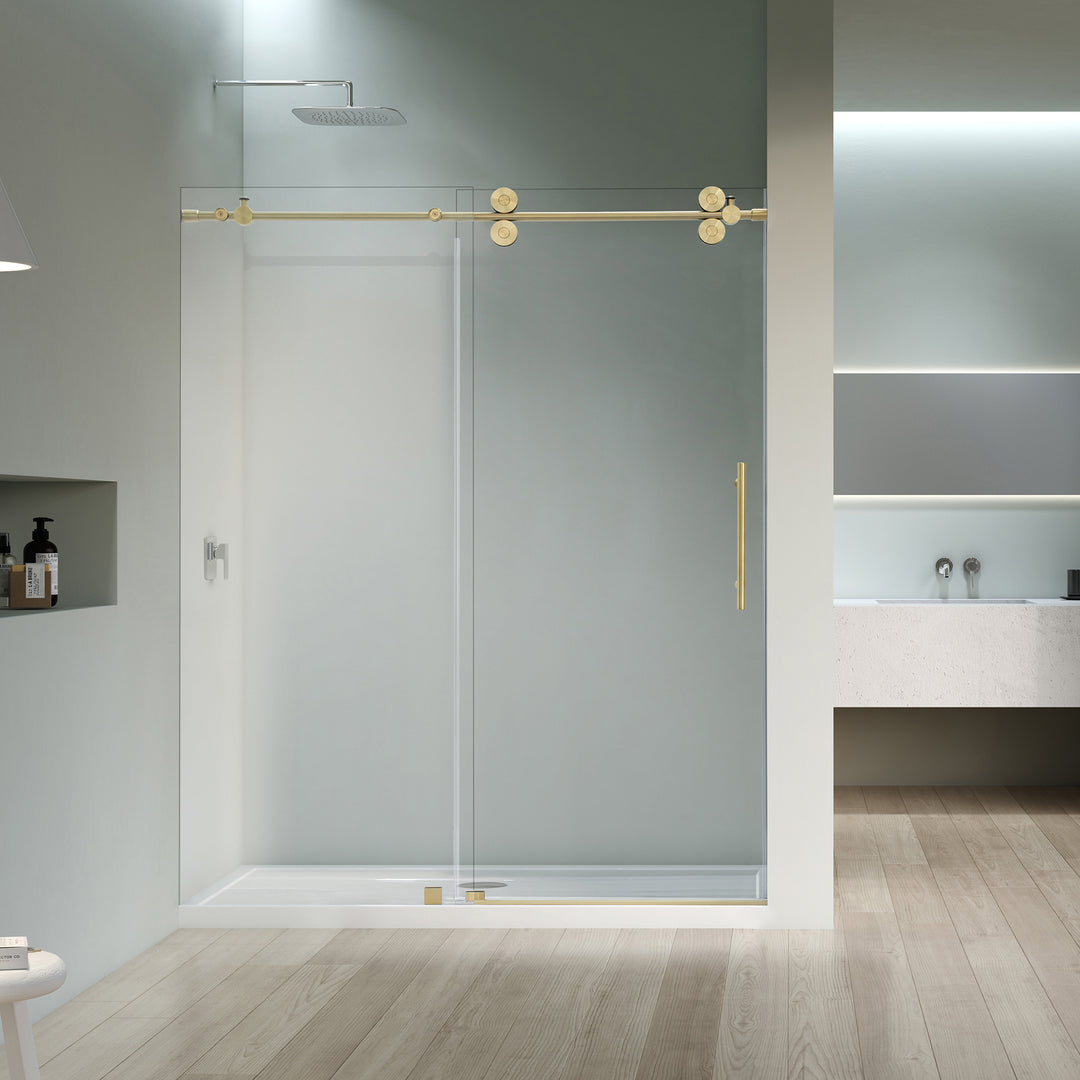 Lazaro 68" W x 78" H Single Sliding Frameless Shower Door