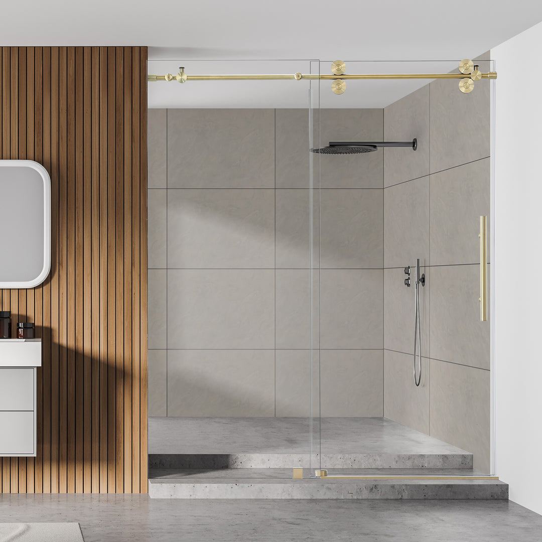 Lazaro 68" W x 78" H Single Sliding Frameless Shower Door
