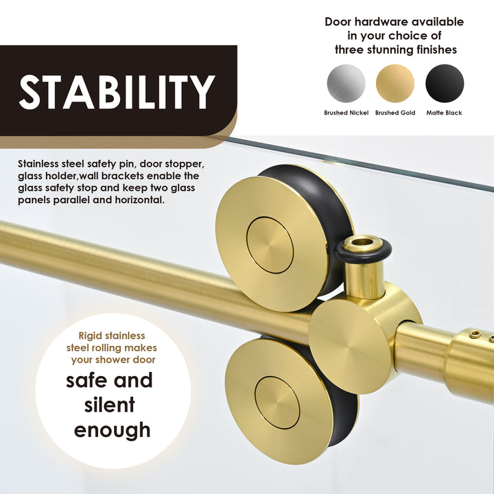 Lazaro 68" W x 78" H Single Sliding Frameless Shower Door