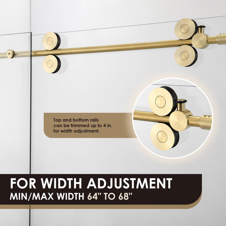 Lazaro 68" W x 78" H Single Sliding Frameless Shower Door