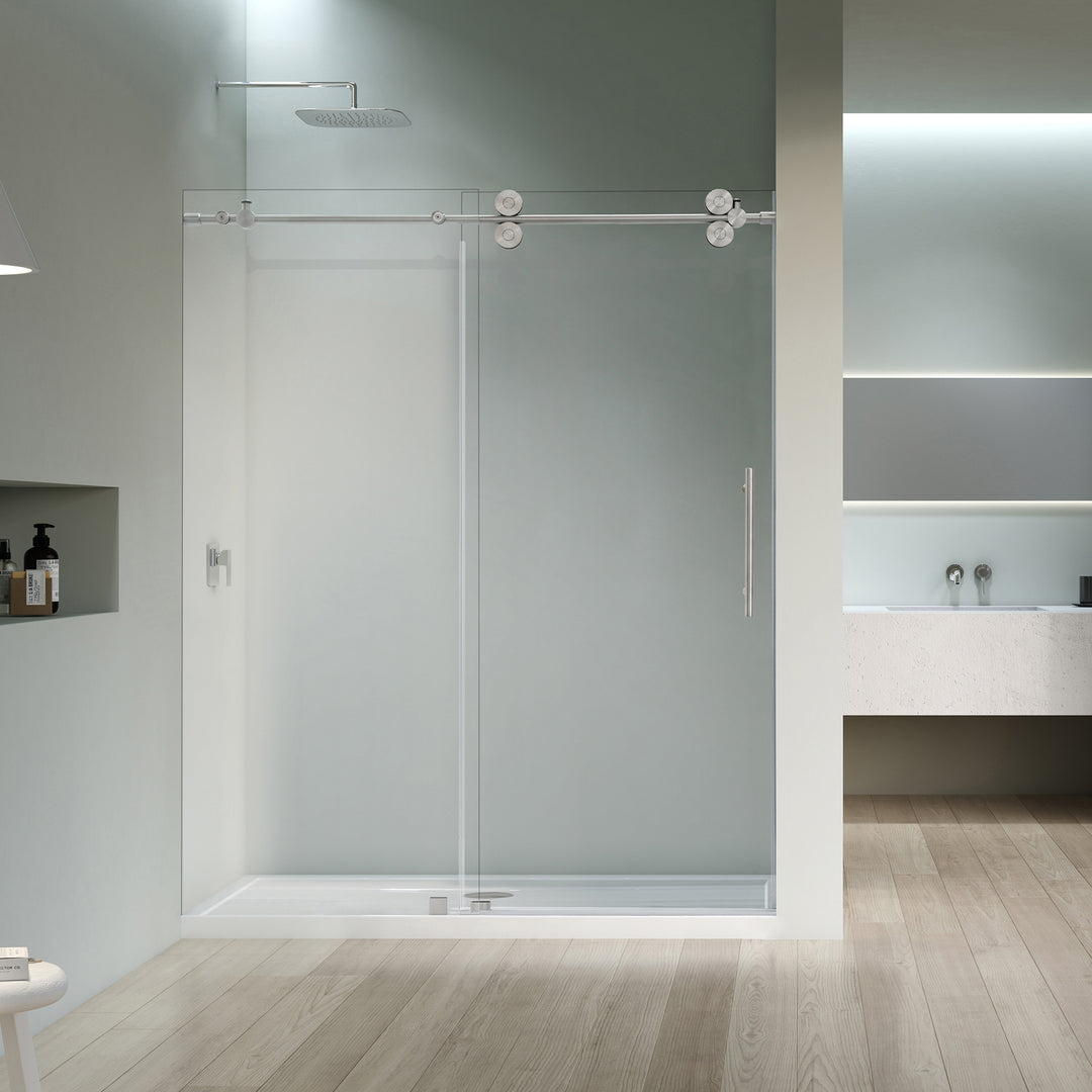 Lazaro 68" W x 78" H Single Sliding Frameless Shower Door