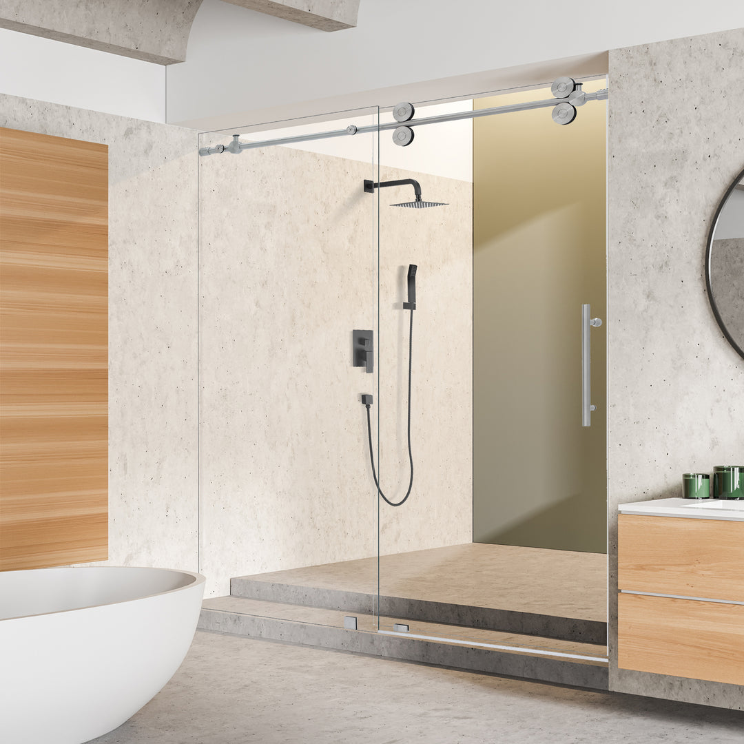 Lazaro 68" W x 78" H Single Sliding Frameless Shower Door