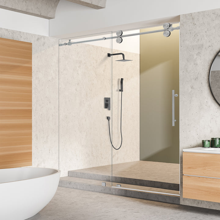 Lazaro 68" W x 78" H Single Sliding Frameless Shower Door