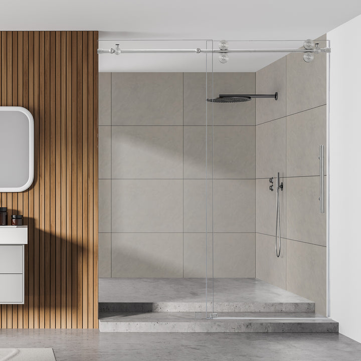 Lazaro 68" W x 78" H Single Sliding Frameless Shower Door