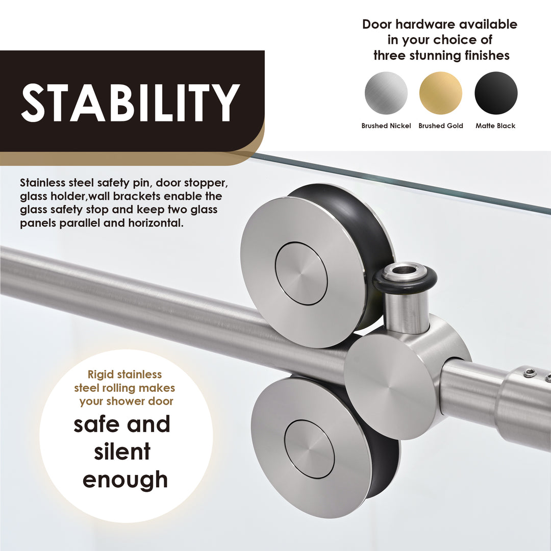 Lazaro 68" W x 78" H Single Sliding Frameless Shower Door