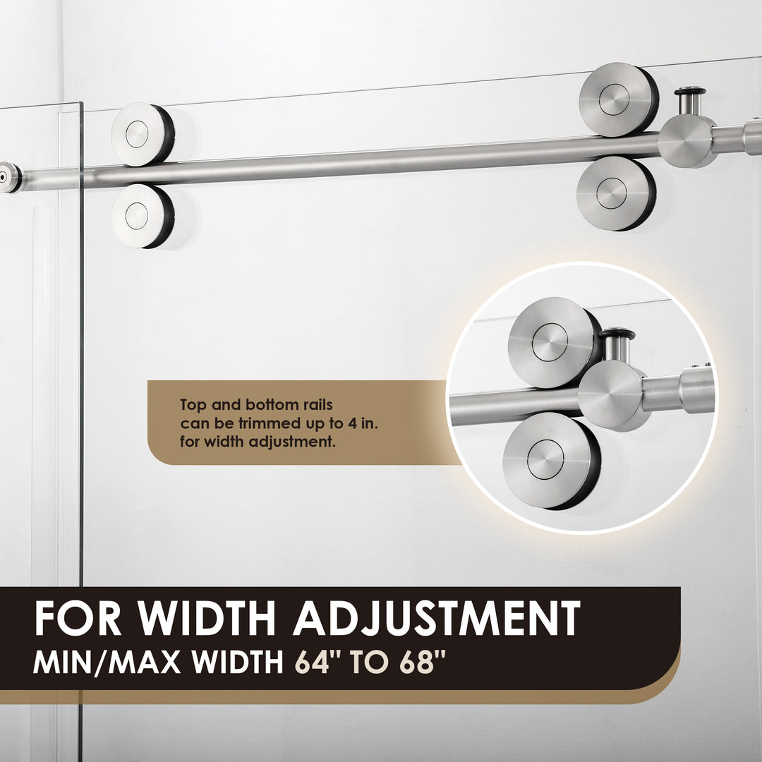 Lazaro 68" W x 78" H Single Sliding Frameless Shower Door