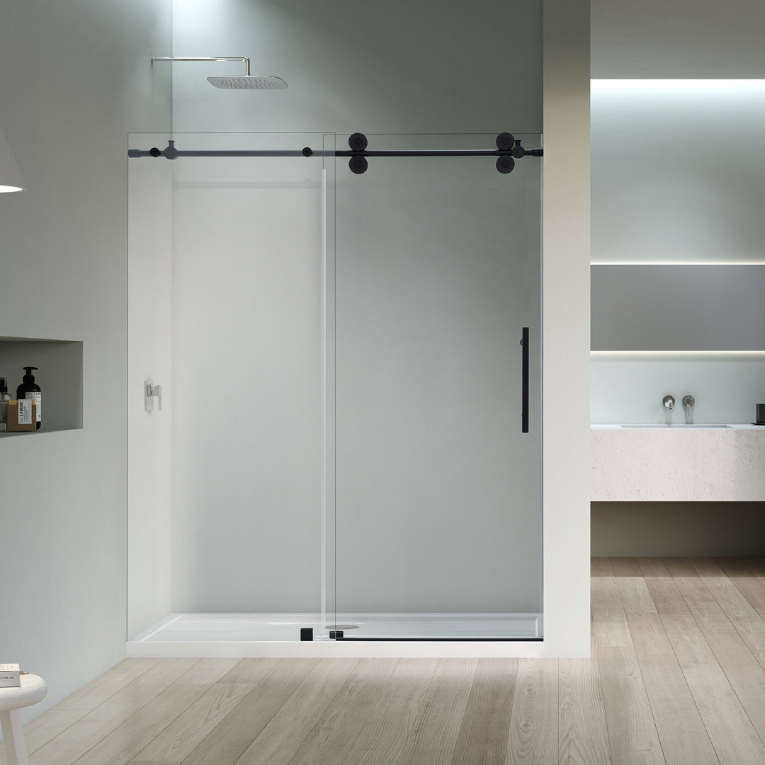 Lazaro 68" W x 78" H Single Sliding Frameless Shower Door