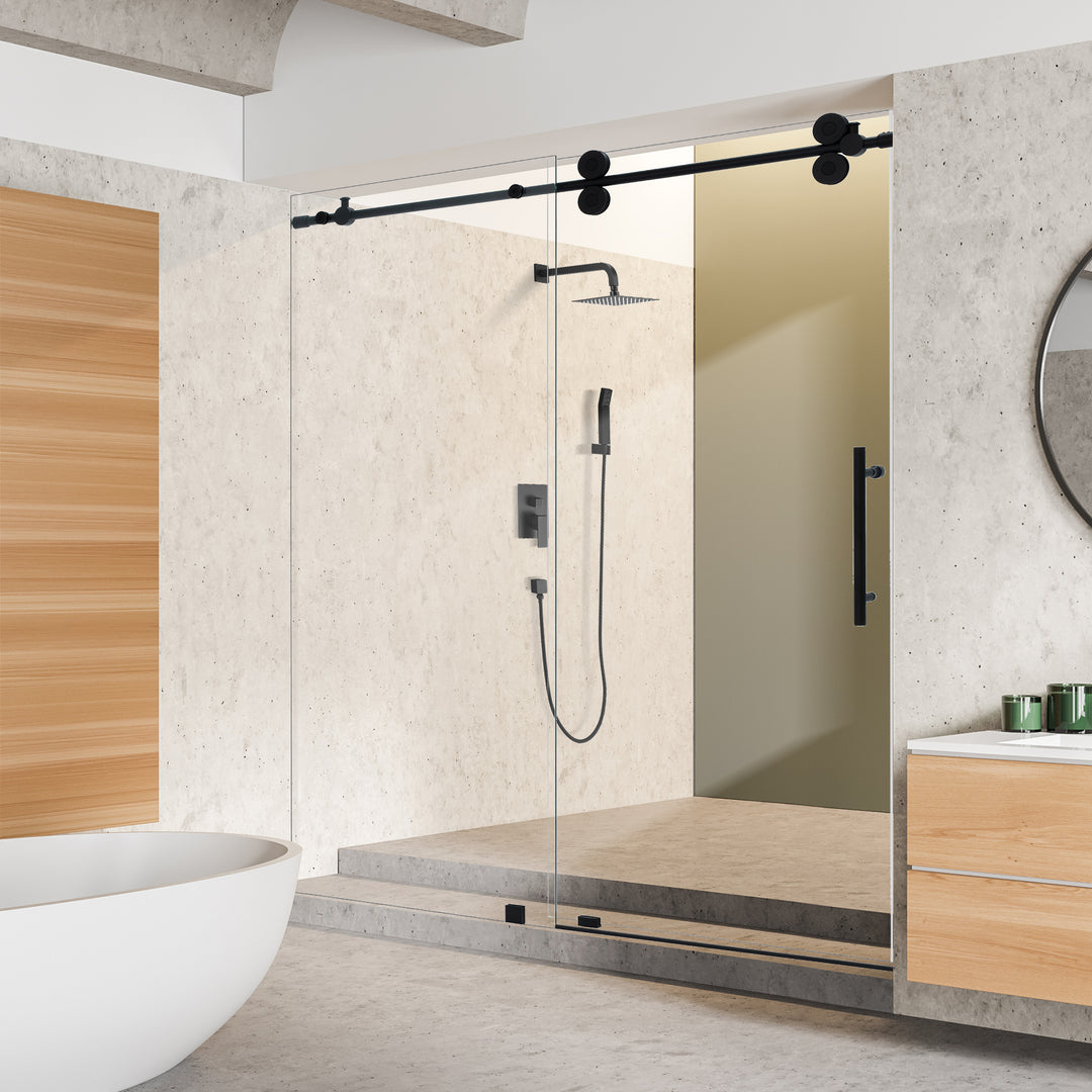 Lazaro 68" W x 78" H Single Sliding Frameless Shower Door