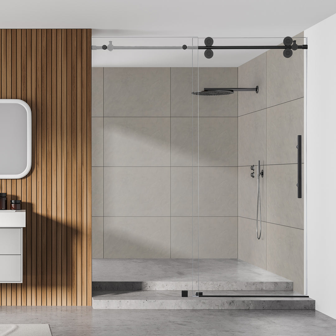 Lazaro 68" W x 78" H Single Sliding Frameless Shower Door