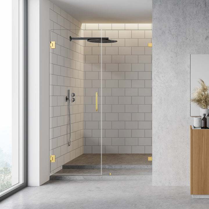 Roisin 52" W x 74" H Frameless Hinged Shower Door