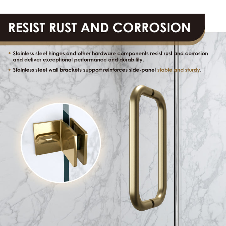 Roisin 52" W x 74" H Frameless Hinged Shower Door