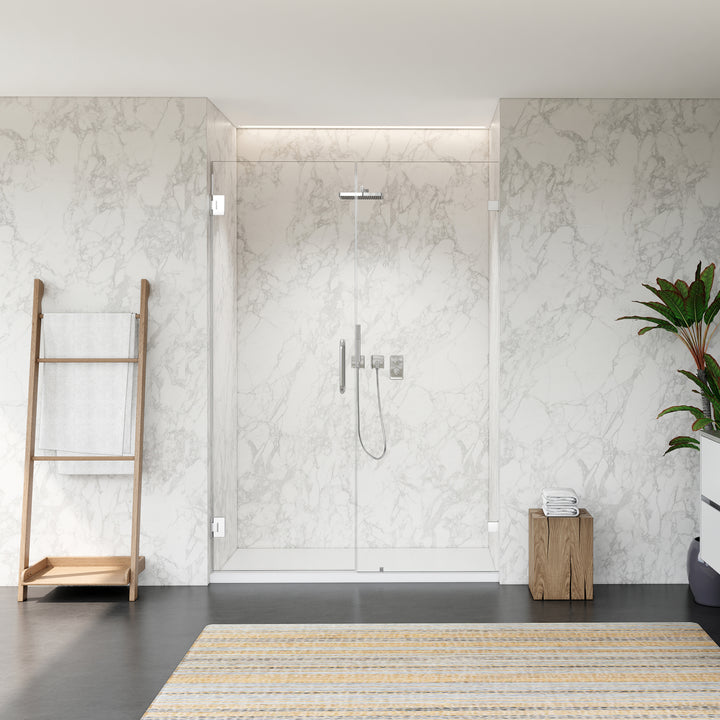 Roisin 52" W x 74" H Frameless Hinged Shower Door