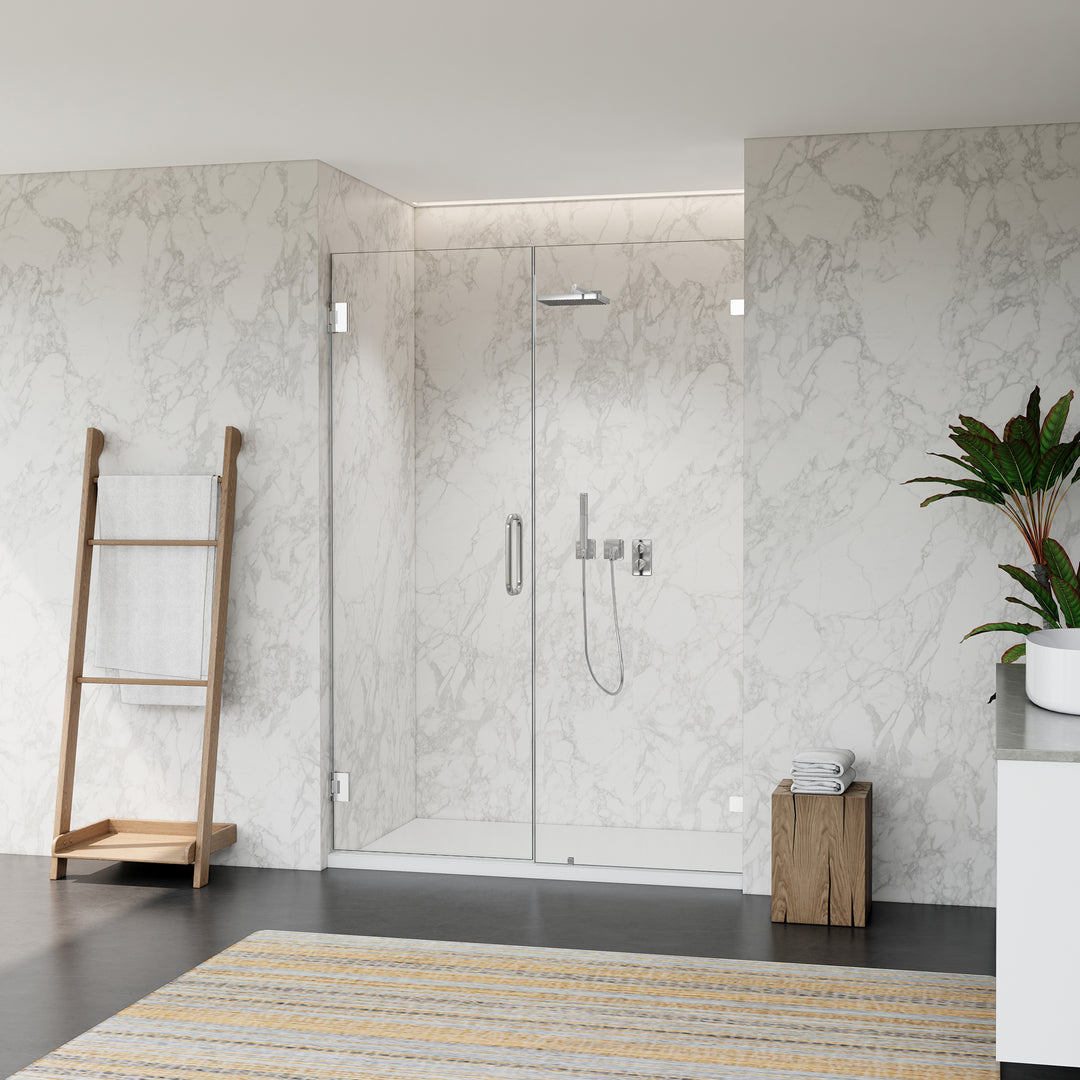 Roisin 52" W x 74" H Frameless Hinged Shower Door