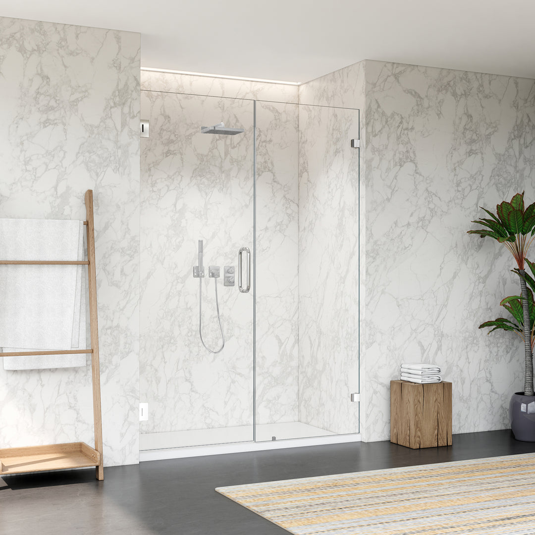 Roisin 52" W x 74" H Frameless Hinged Shower Door