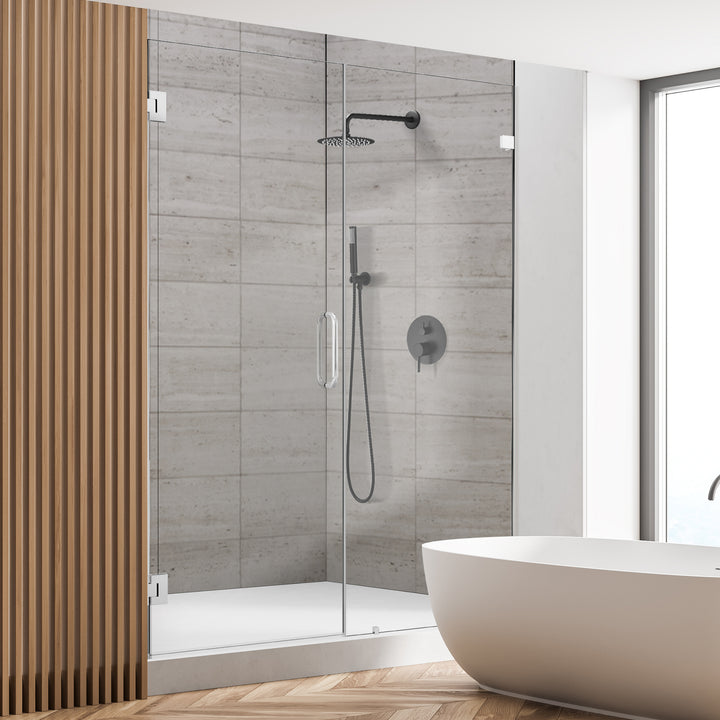 Roisin 52" W x 74" H Frameless Hinged Shower Door