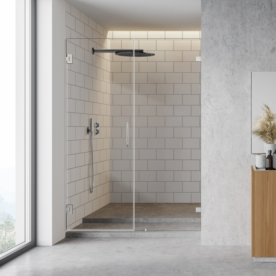 Roisin 52" W x 74" H Frameless Hinged Shower Door