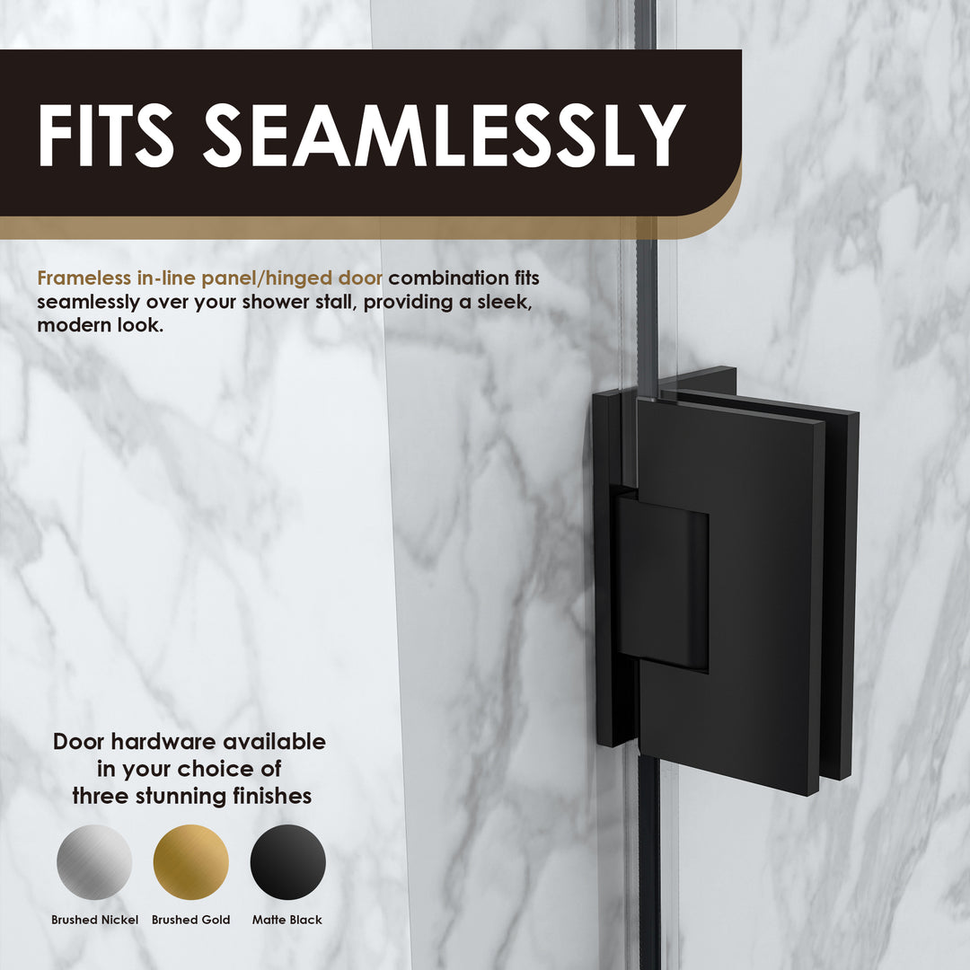 Roisin 60" W x 74" H Frameless Hinged Shower Door