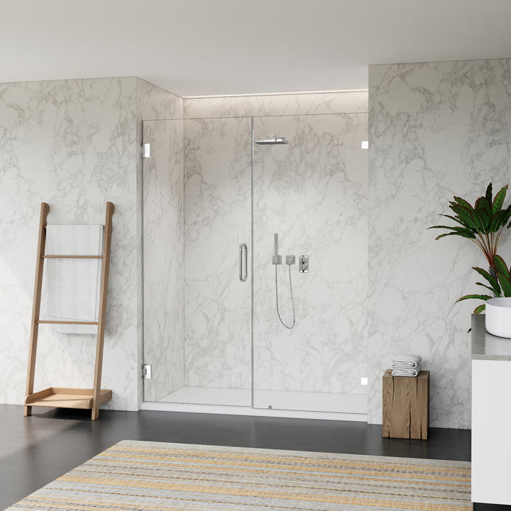 Roisin 60" W x 74" H Frameless Hinged Shower Door
