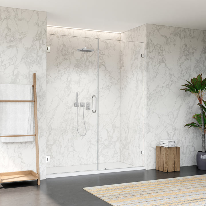 Roisin 60" W x 74" H Frameless Hinged Shower Door