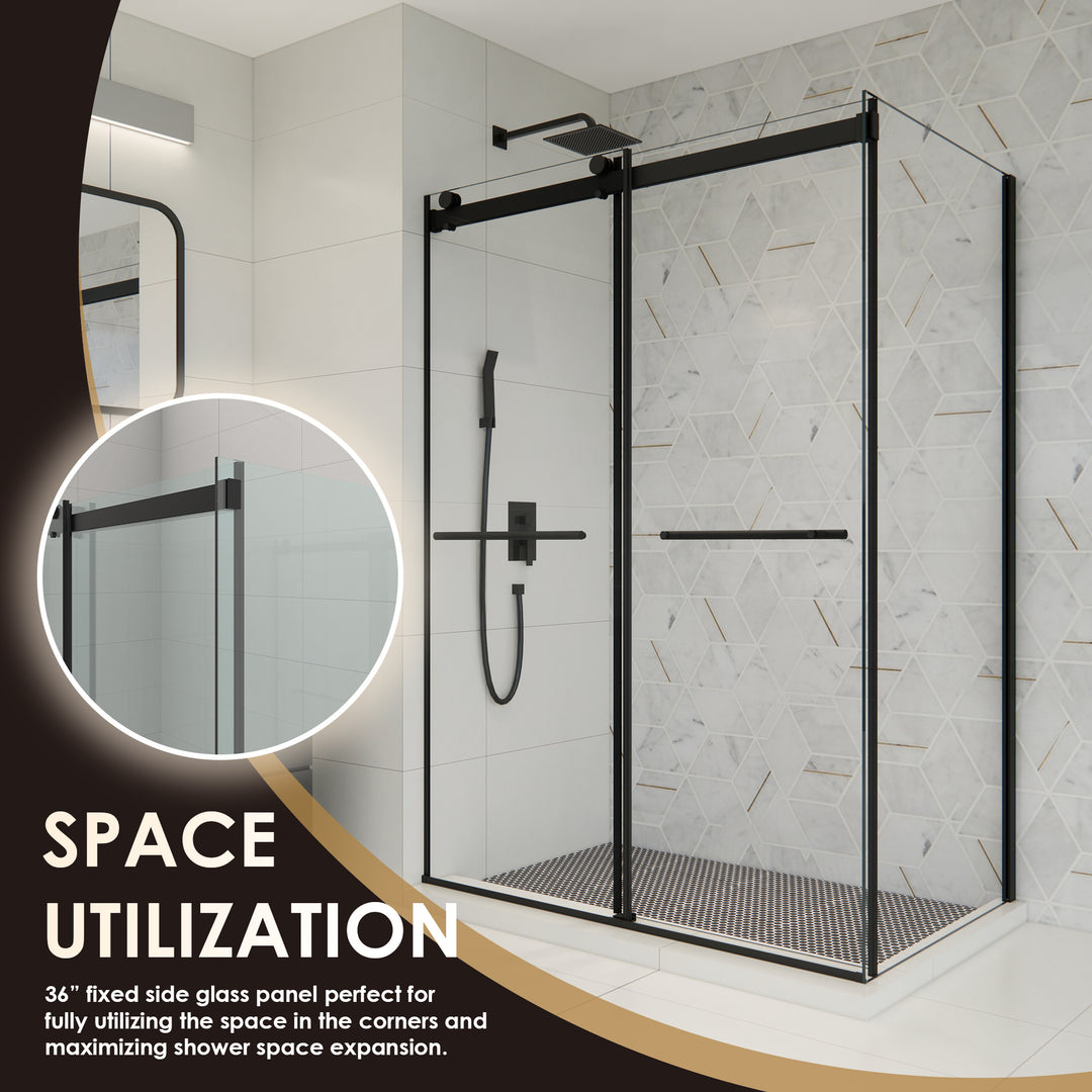 Belizzi 52" W x 76" H By Pass Frameless Exposed Roller Shower Enclosure
