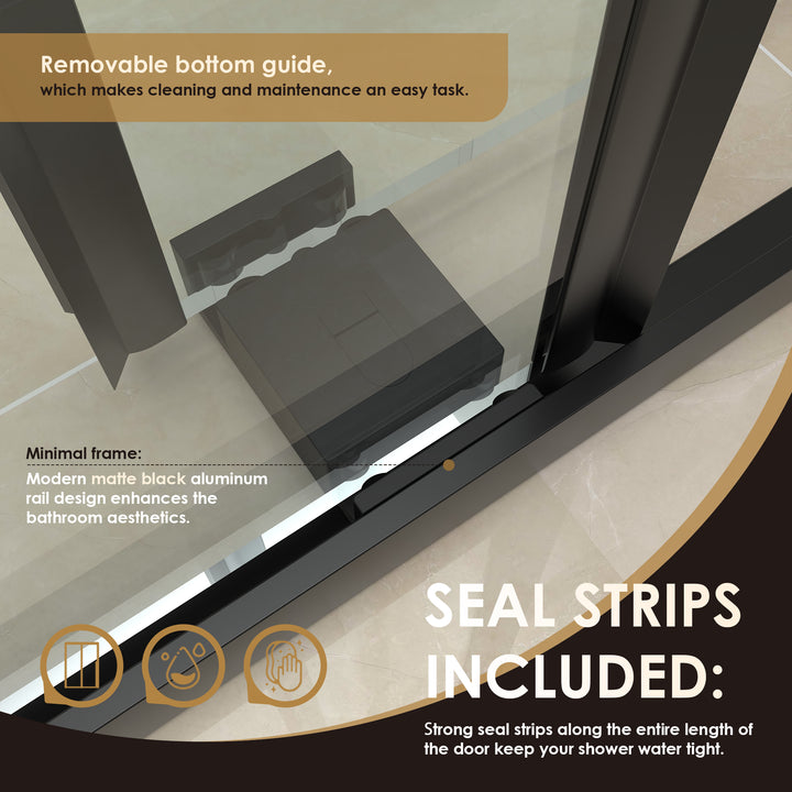 Belizzi 52" W x 76" H By Pass Frameless Exposed Roller Shower Enclosure