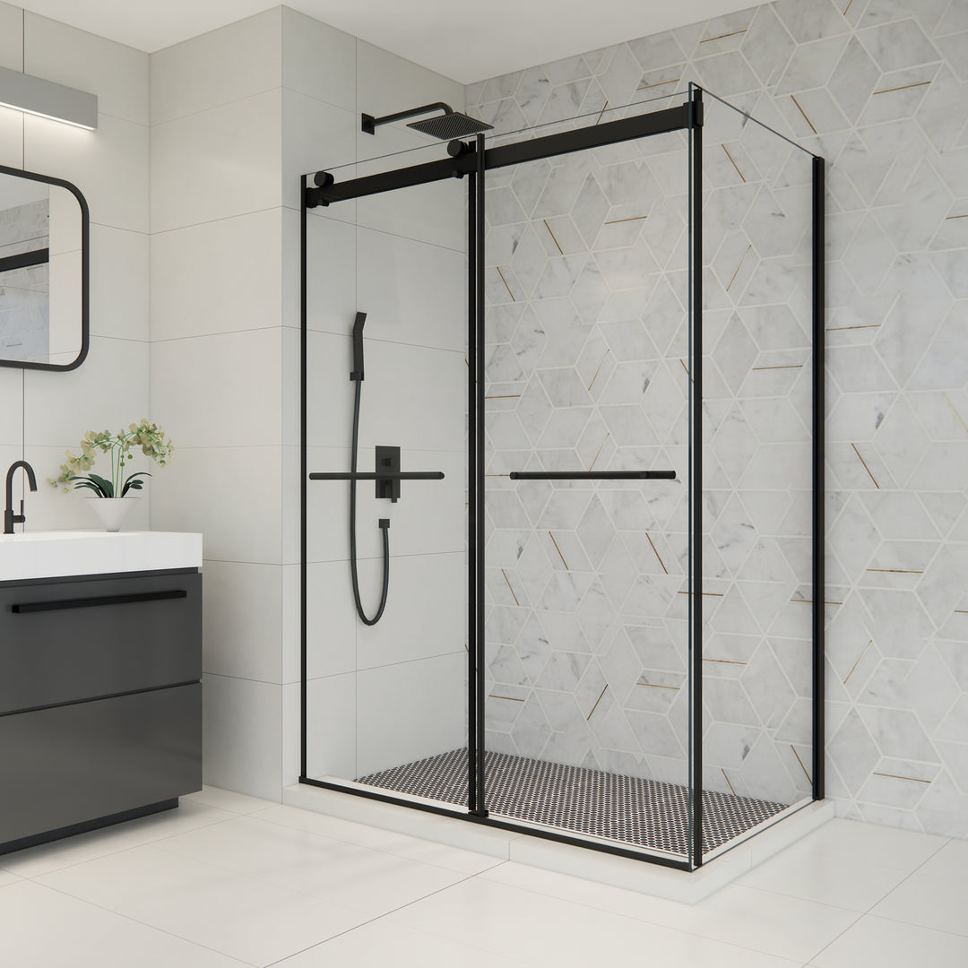 Belizzi 52" W x 76" H By Pass Frameless Exposed Roller Shower Enclosure