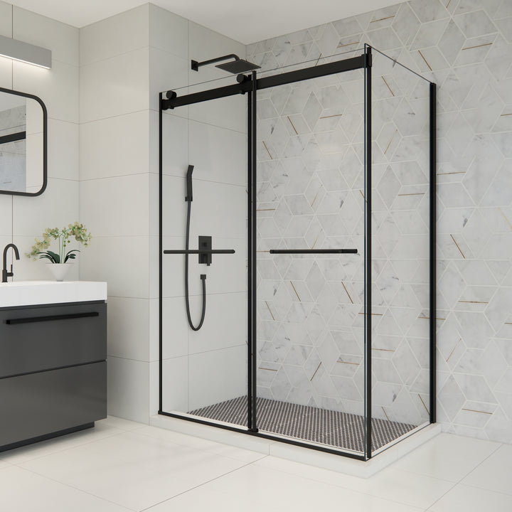 Belizzi 52" W x 76" H By Pass Frameless Exposed Roller Shower Enclosure
