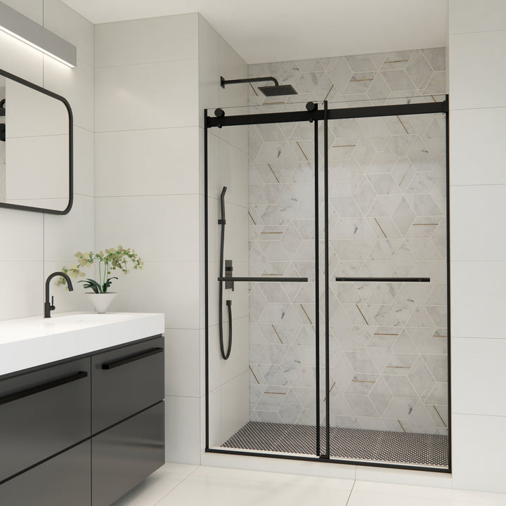 Belizzi 52" W x 76" H By Pass Frameless Exposed Roller Shower Door