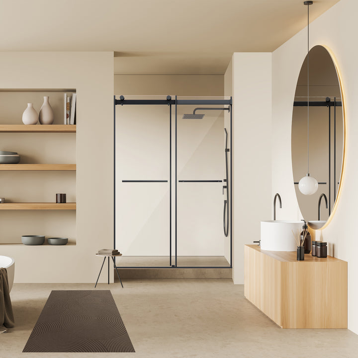 Belizzi 52" W x 76" H By Pass Frameless Exposed Roller Shower Door