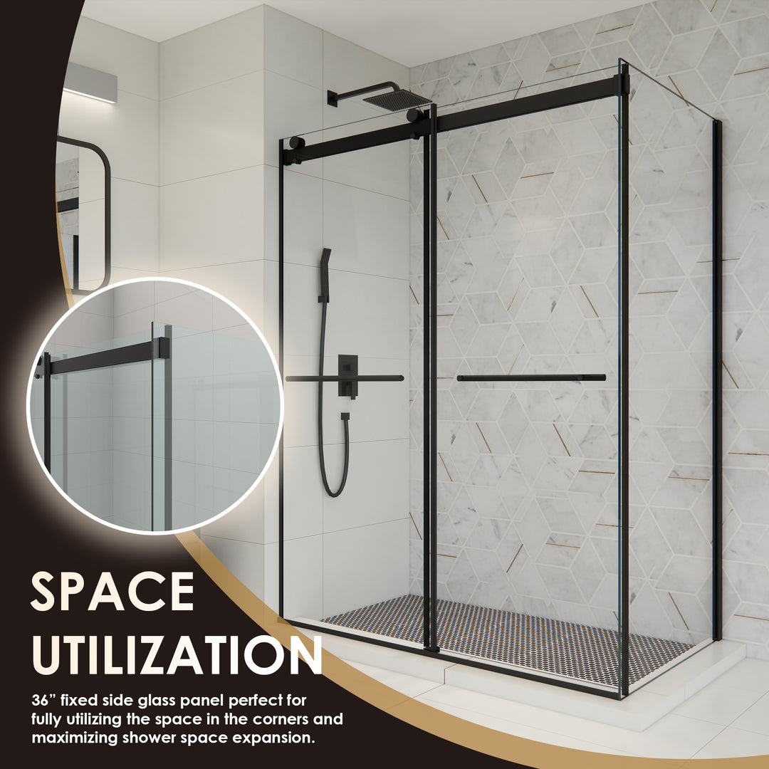Belizzi 56" W x 76" H By Pass Frameless Exposed Roller Shower Enclosure