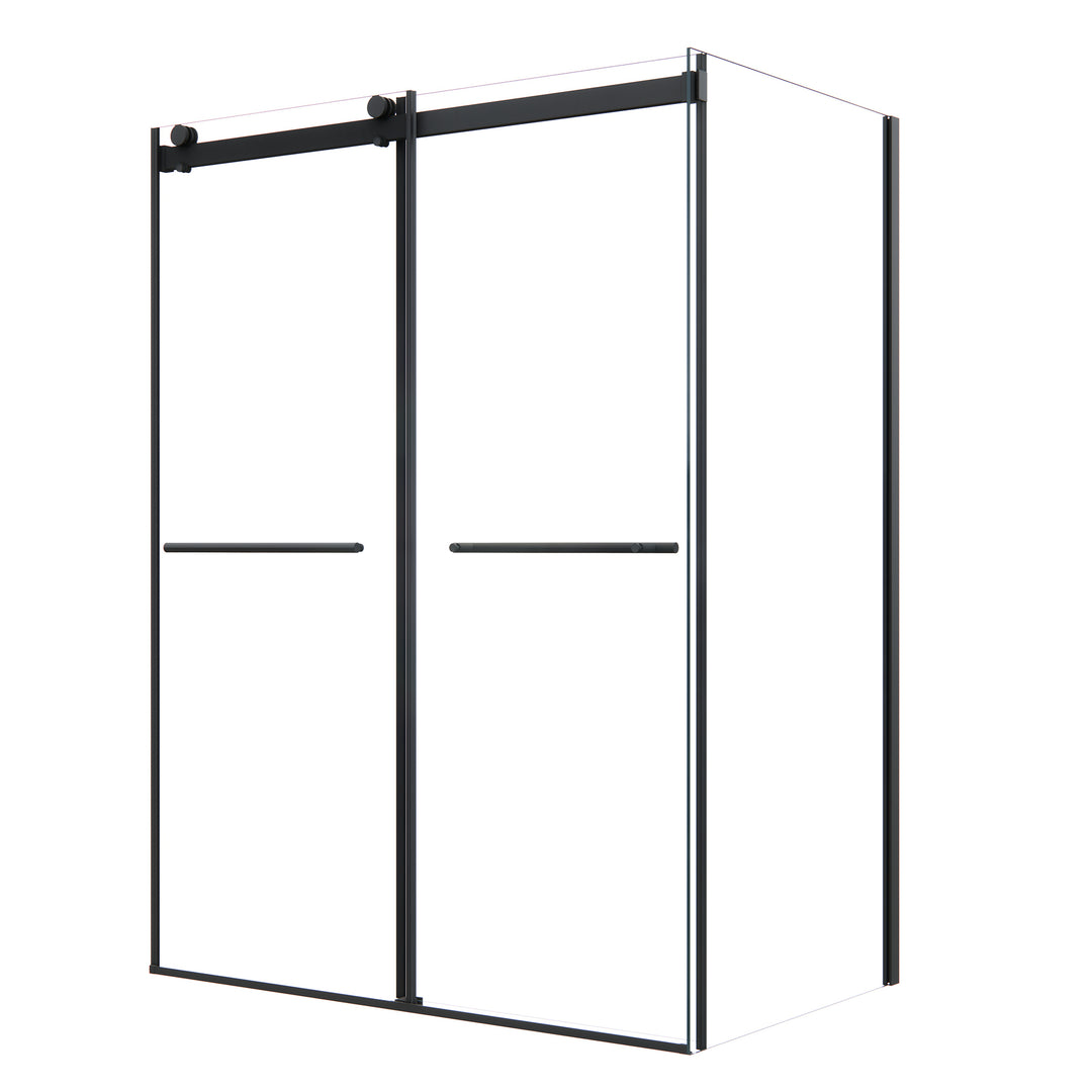 Belizzi 56" W x 76" H By Pass Frameless Exposed Roller Shower Enclosure