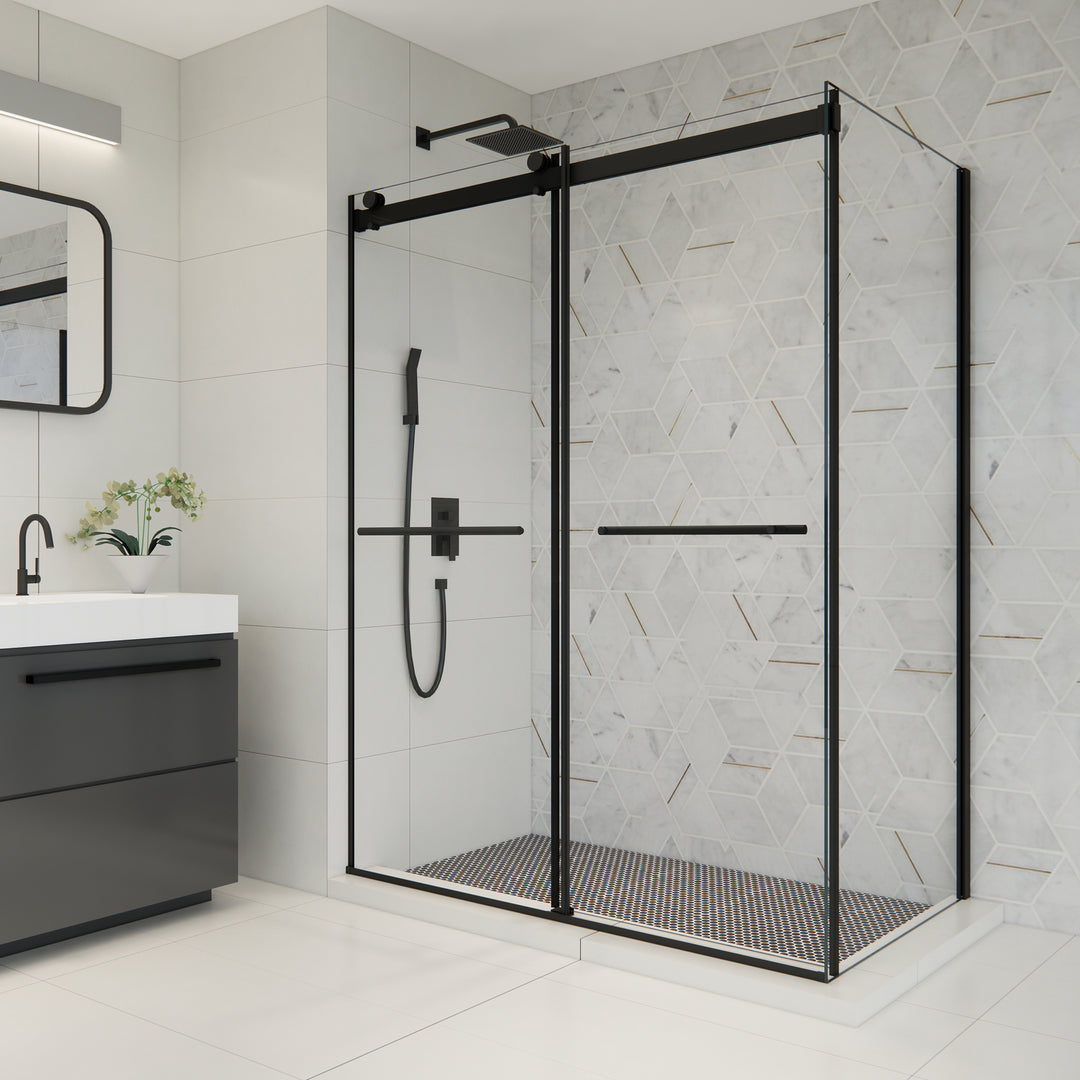 Belizzi 56" W x 76" H By Pass Frameless Exposed Roller Shower Enclosure