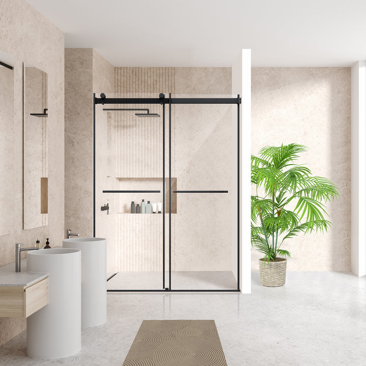 Belizzi 56" W x 76" H By Pass Frameless Exposed Roller Shower Door