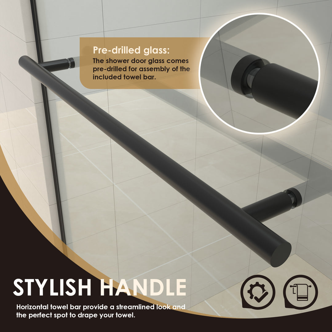 Belizzi 56" W x 76" H By Pass Frameless Exposed Roller Shower Door