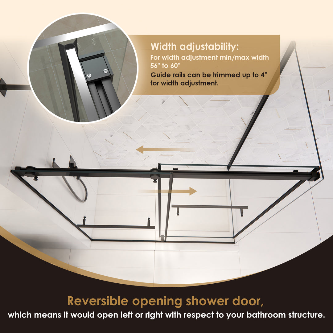 Belizzi 60" W x 76" H By Pass Frameless Exposed Roller Shower Enclosure