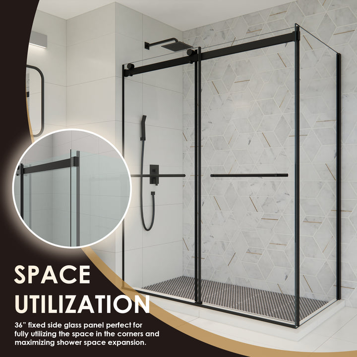 Belizzi 60" W x 76" H By Pass Frameless Exposed Roller Shower Enclosure