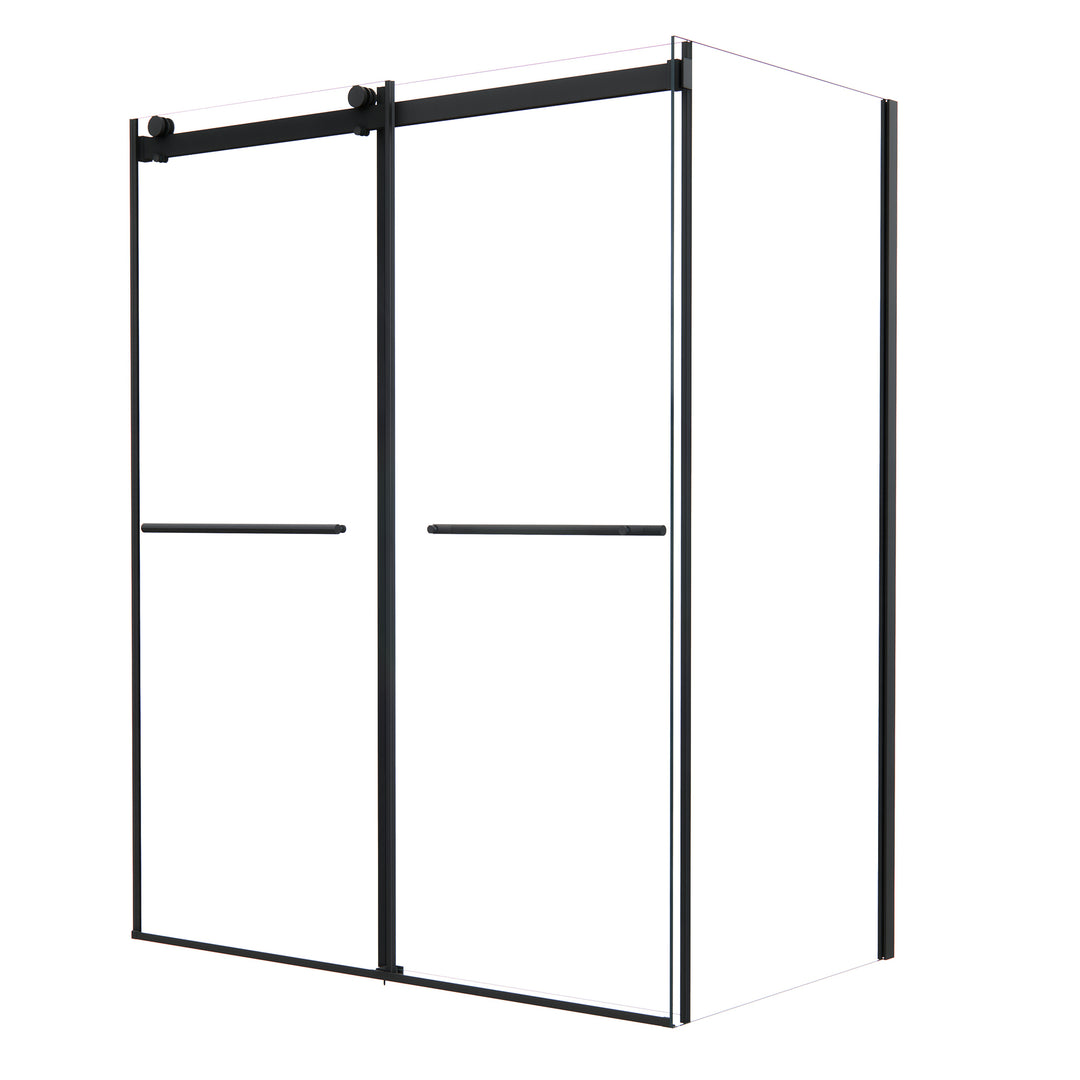 Belizzi 60" W x 76" H By Pass Frameless Exposed Roller Shower Enclosure