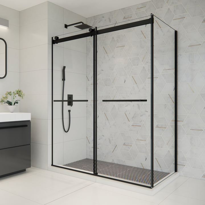 Belizzi 60" W x 76" H By Pass Frameless Exposed Roller Shower Enclosure