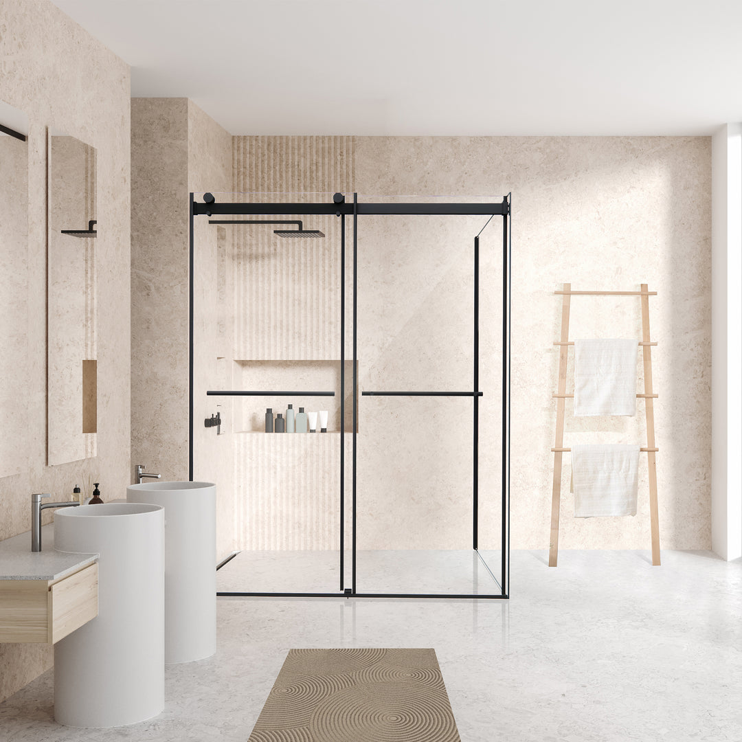 Belizzi 60" W x 76" H By Pass Frameless Exposed Roller Shower Enclosure
