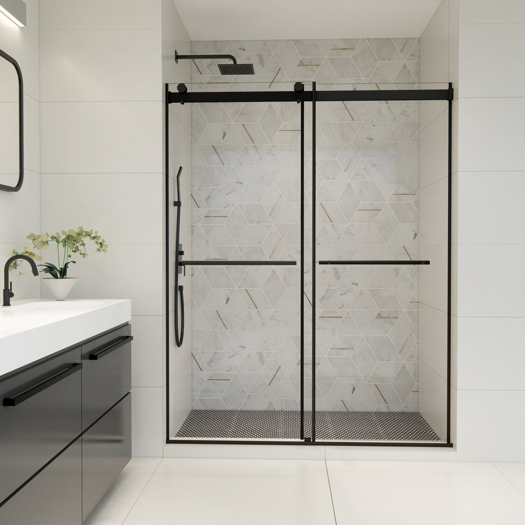 Belizzi 60" W x 76" H By Pass Frameless Exposed Roller Shower Door