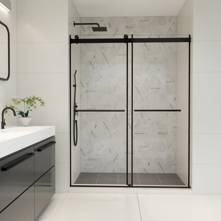 Belizzi 60" W x 76" H By Pass Frameless Exposed Roller Shower Door